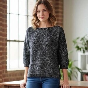 Banana Republic Charcoal and White Knit Pullover - Medium